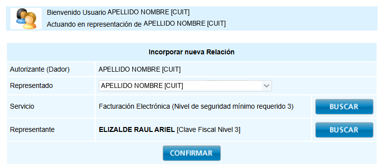 Resumen de la nueva relación con el servicio Facturación Electrónica y el representante de Abonapp, listo para confirmar